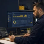 Locksmith using a dashboard to organise jobs and messages