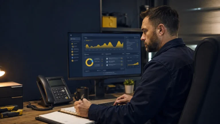 Locksmith using a dashboard to organise jobs and messages